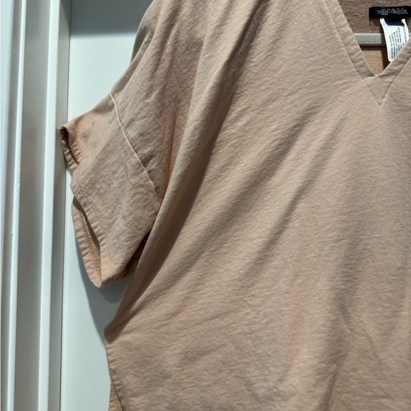 WILD FABLE Unique Casual Tan Hooded Top Shortsleeved Slits on Sides Athleisure - Picture 4 of 14
